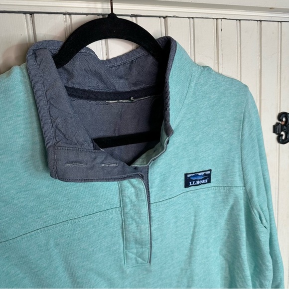 L.L. Bean Blue Cotton Quarter Zip Pullover Sweater - Picture 2 of 7